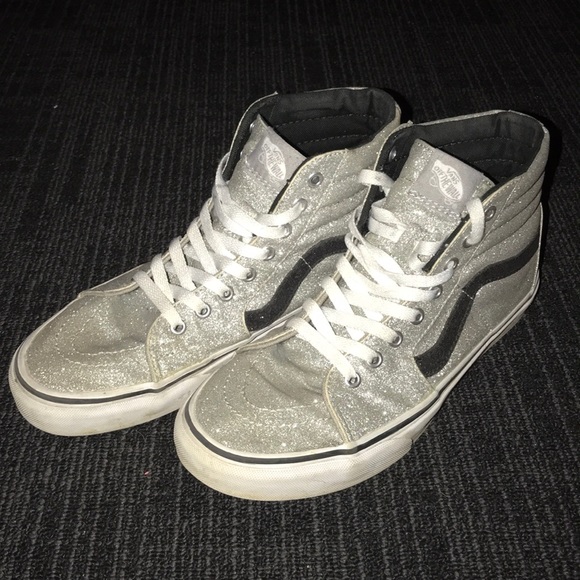 silver sparkly vans shoes